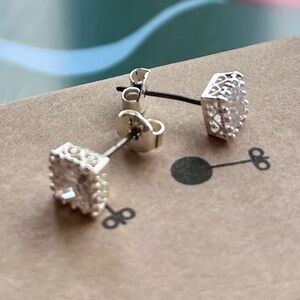 Vintage Faux Diamond Earrings, Silver